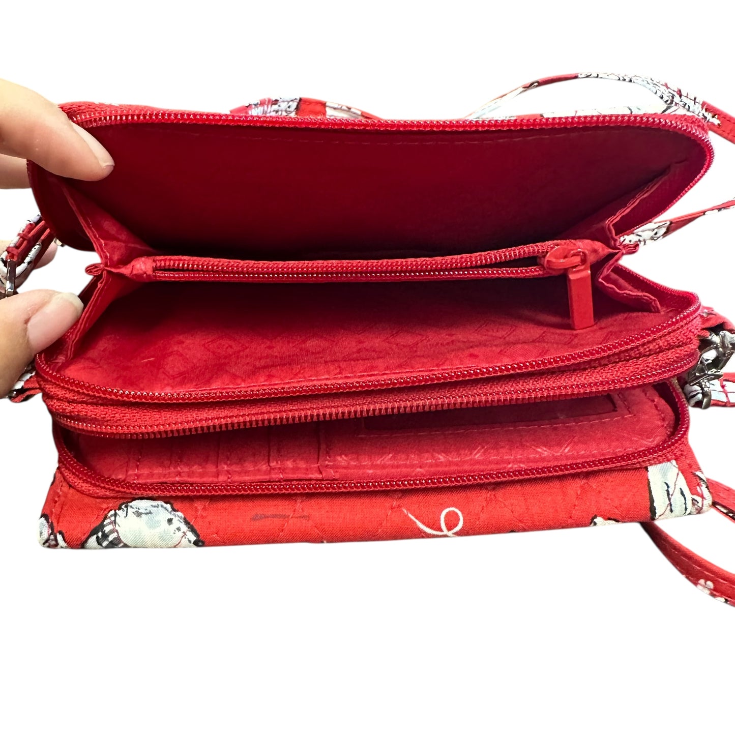 VERA BRADLEY RED POLAR BEAR CROSSBODY & LUGGAGE TAG 7 EXCELLENT CONDITION