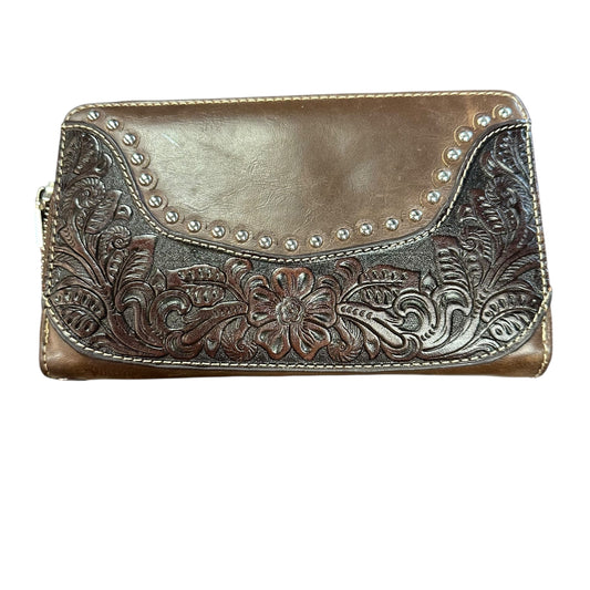 MONTANA WEST BROWN TOOLED WALLET 225 EXCELLENT CONDITION