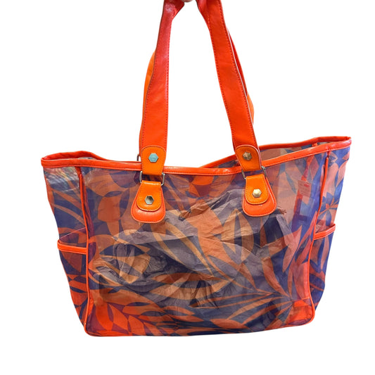 BLUE ORANGE MESH LARGE TOTE 226 NWOT