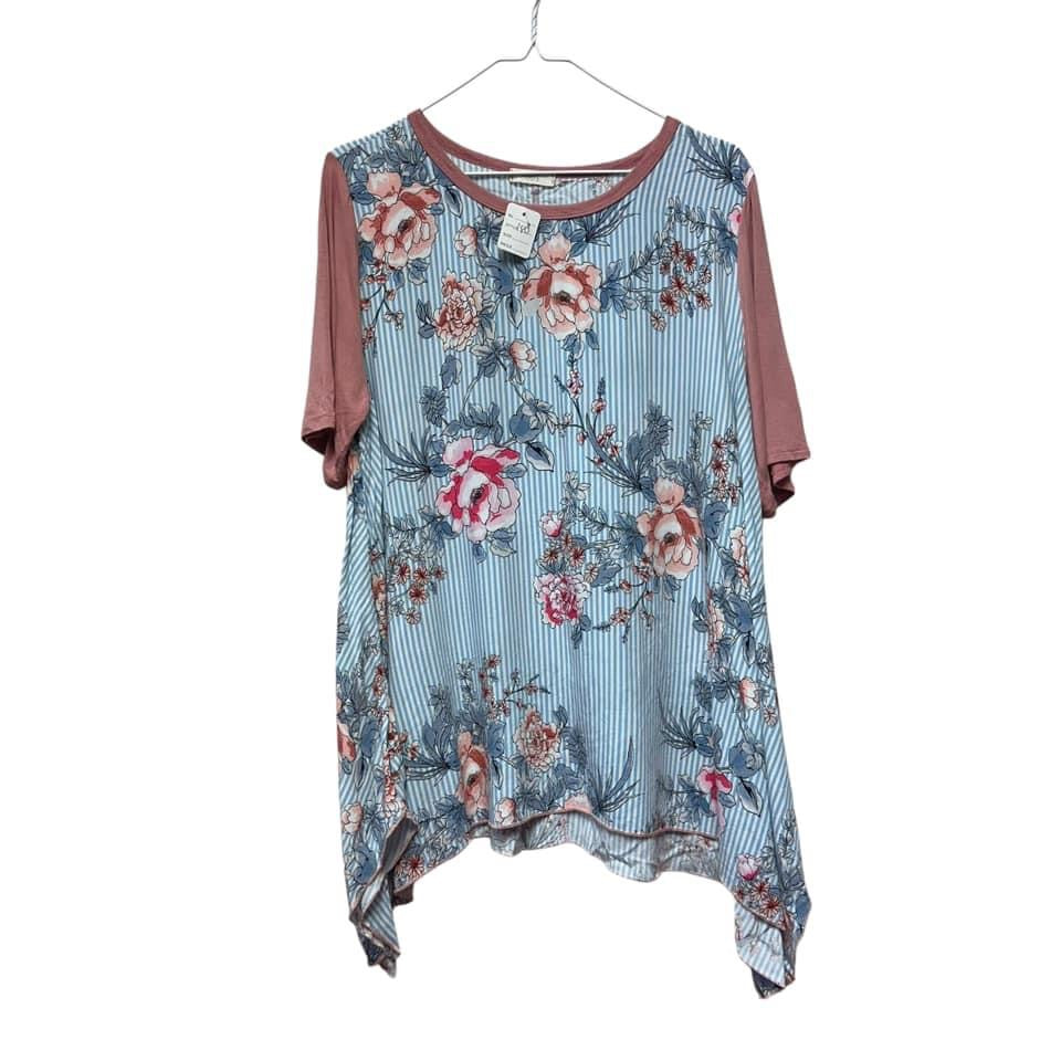 ODDI STRIPED FLORAL TOP  1X $12.99