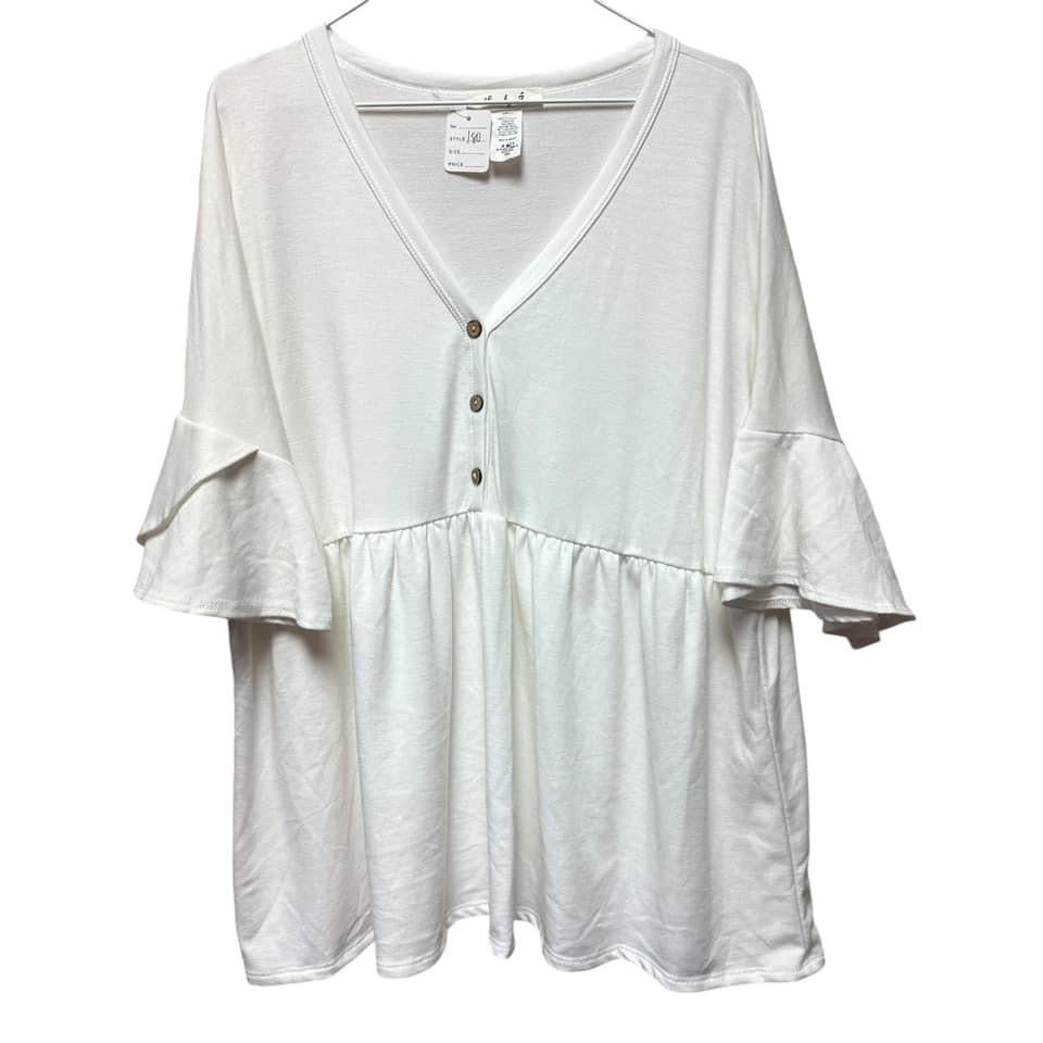 LOVELY J WHITE BABYDOLL TOP  1X $12.99