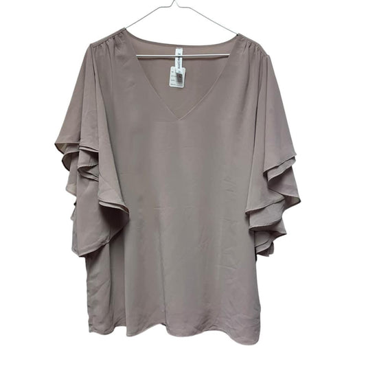 ZENANA TAN FLUTTER SLEEVE TOP 1X $14.99