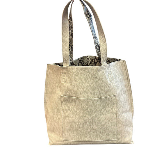 SHIRALEAH BEIGE SNAKESKIN TOTE 27