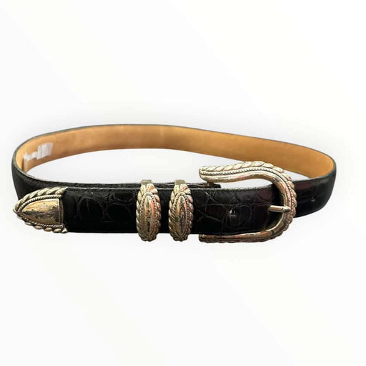 BRIGHTON BLACK LEATHER BELT 245 MEDIUM