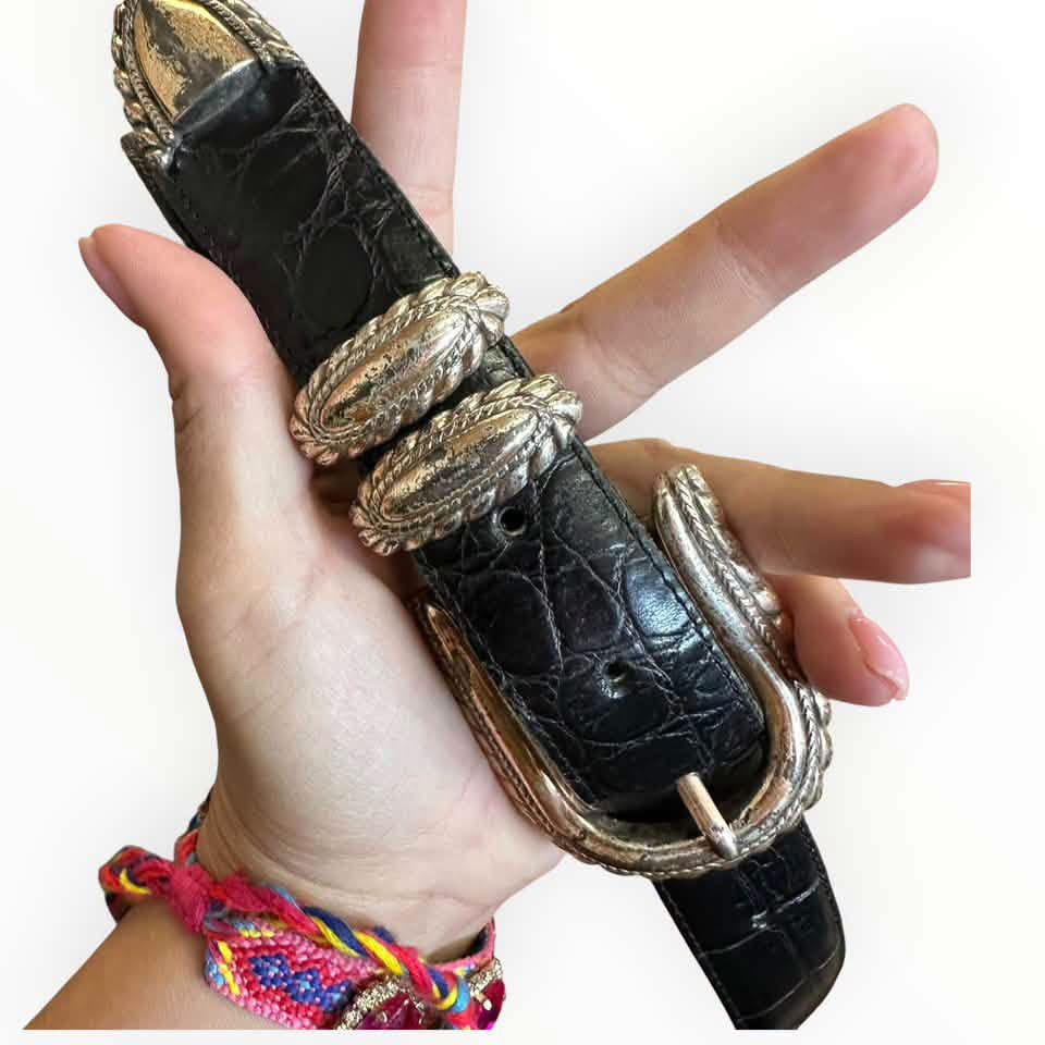 BRIGHTON BLACK LEATHER BELT 245 MEDIUM