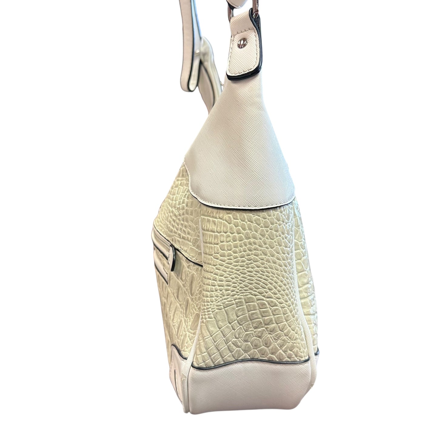 MC EMBOSSED WHITE BEIGE LEATHER SHOULDER BAG 227