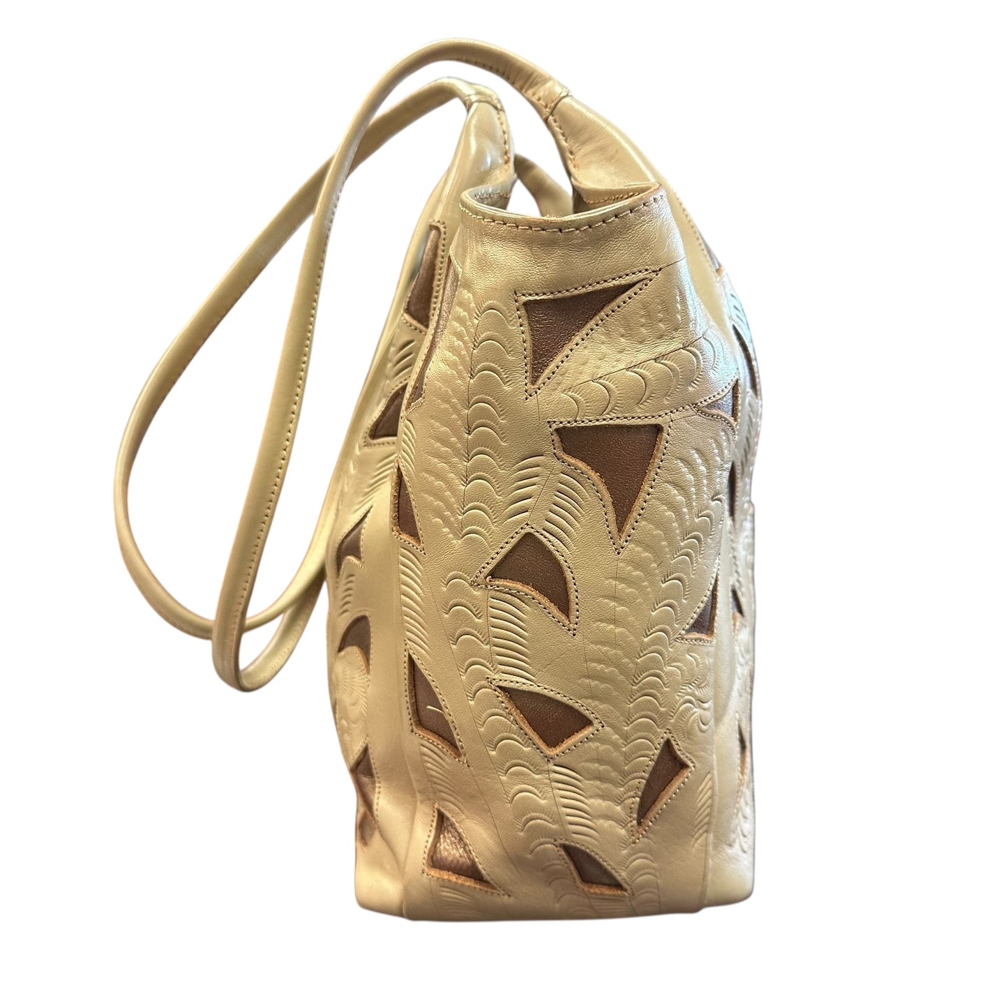 LEADERS IN LEATHER BEIGE TOTE BAG 227