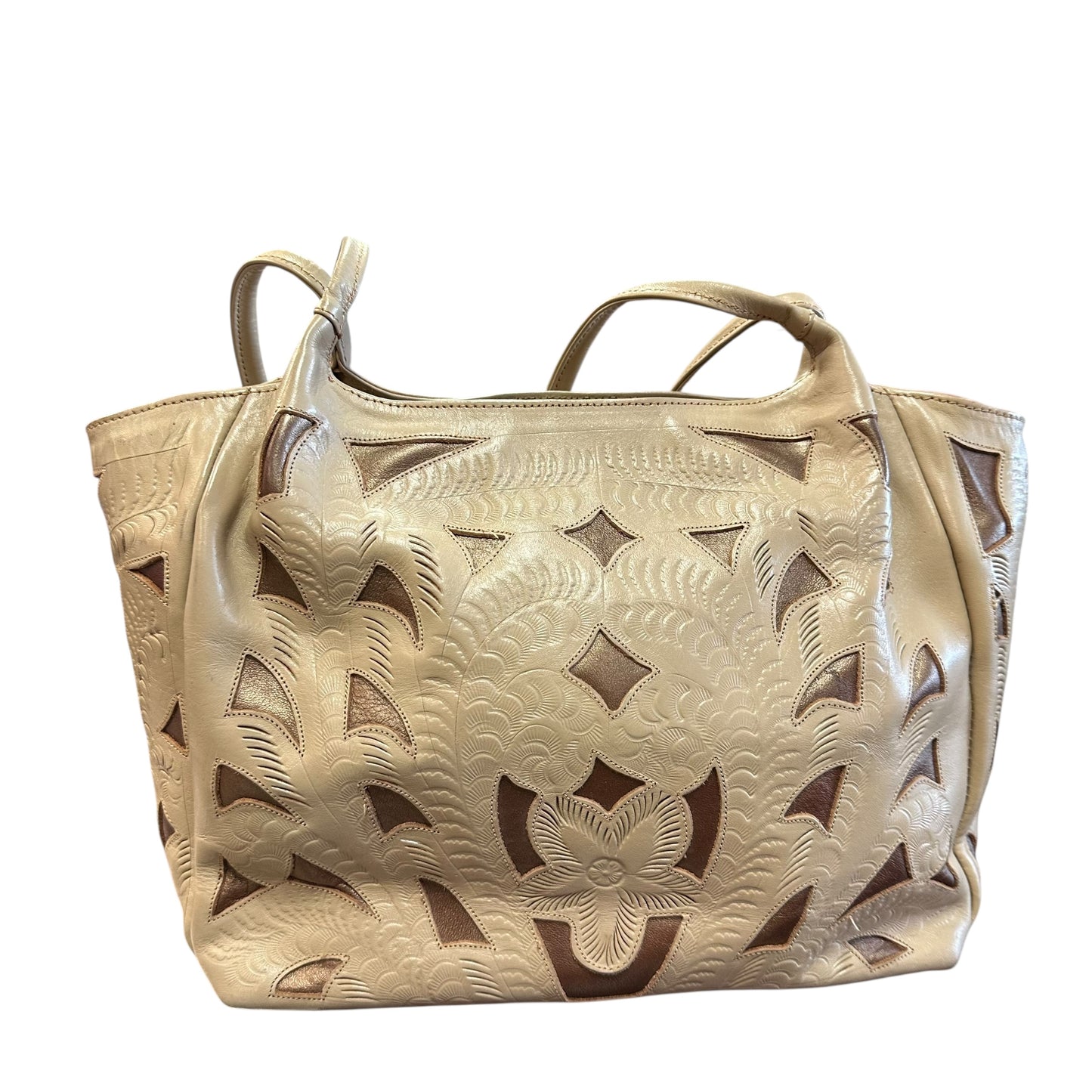 LEADERS IN LEATHER BEIGE TOTE BAG 227