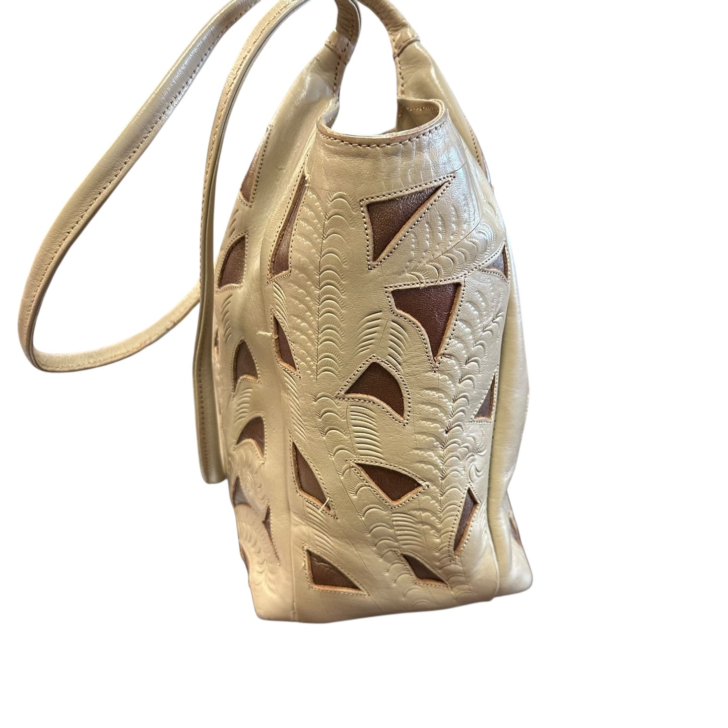 LEADERS IN LEATHER BEIGE TOTE BAG 227