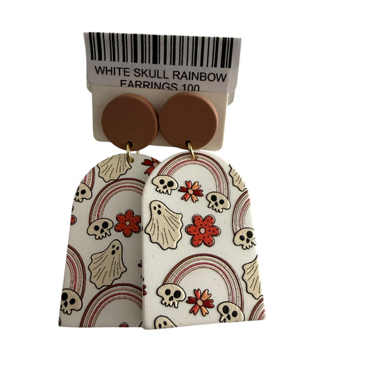 WHITE SKULL RAINBOW EARRINGS 100