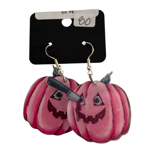 PINK PUMPKIN KNIFE HOOK EARRINGS 100