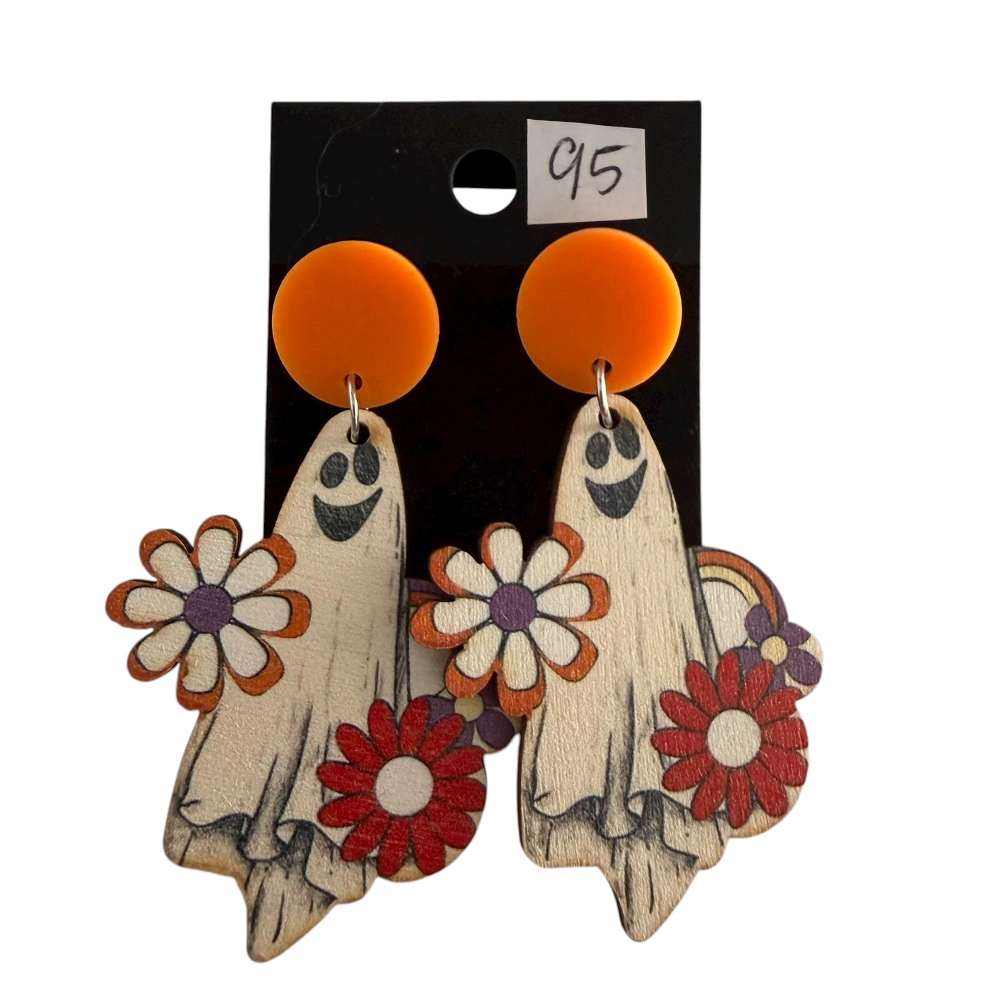 HIPPIE GHOST FLOWER RAINBOW EARRINGS 100