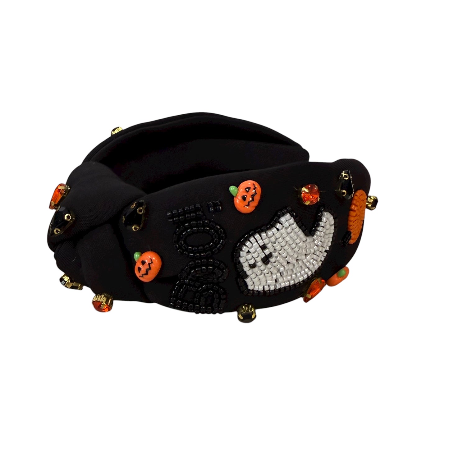 BLACK BEADED JEWELED HALLOWEEN HEADBAND