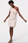 LOFT DRESS ONE SHOULDER EYELET LIGHT PINK RUFFLE NWT SZ 6 TALL