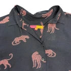 VILAGALLO BUTTON UP GABY SHIRT NAY PINK CHEETAH JACQUARD 100 SZ 36